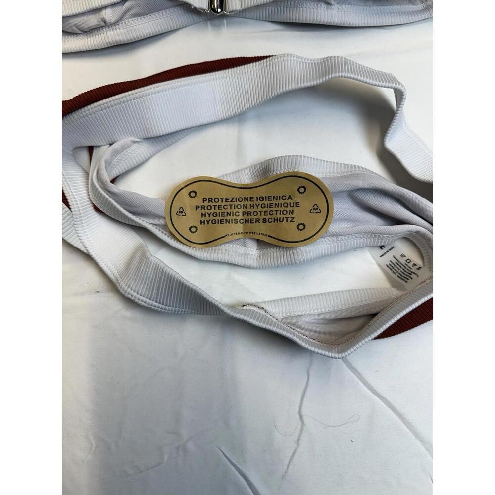 NWOT Brown & White Contrast Binding Triangle Bikini Swimsuit Standout Summer - Picture 4 of 6